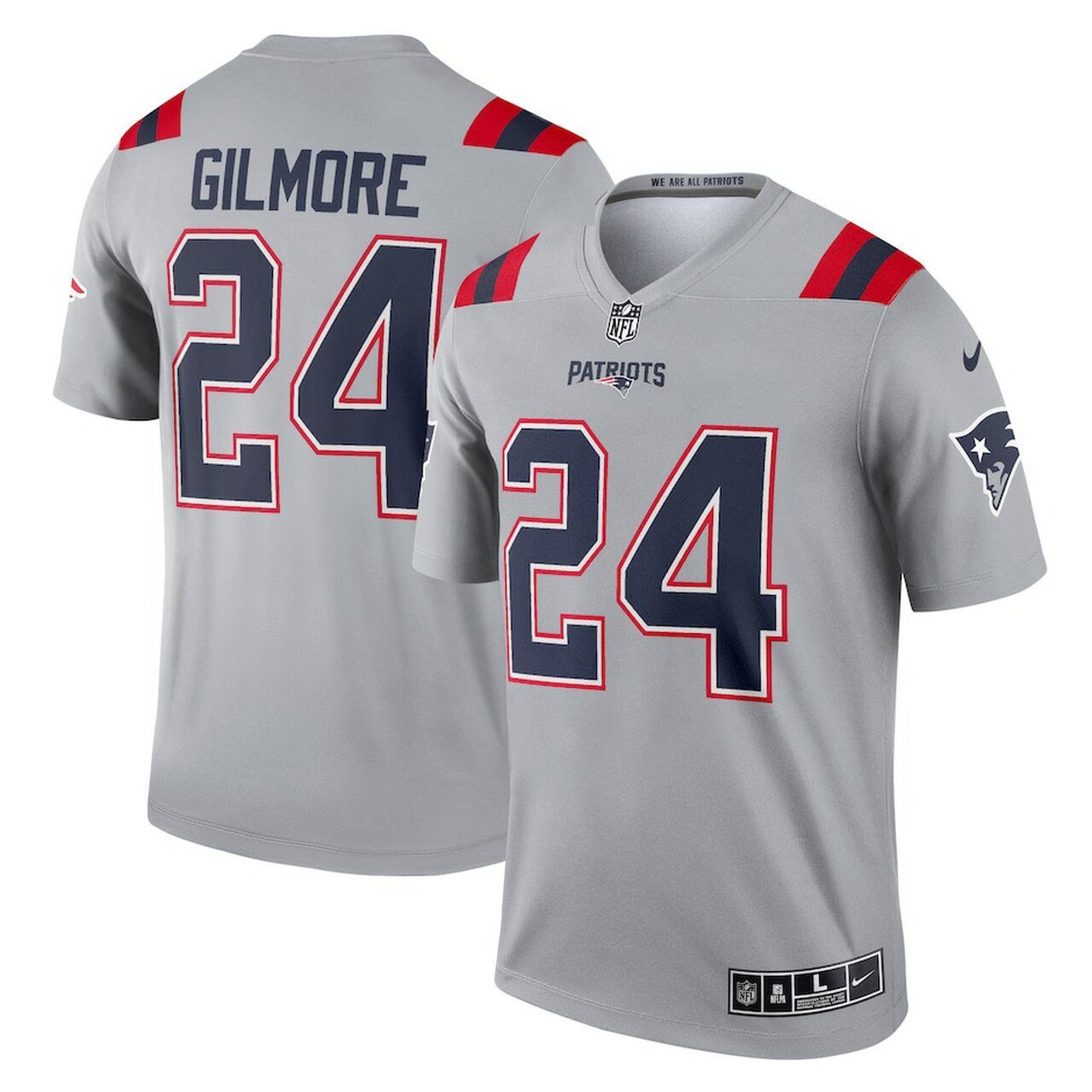 Men New England Patriots #24 Stephon Gilmore Nike Grey Inverted Legend NFL Jersey